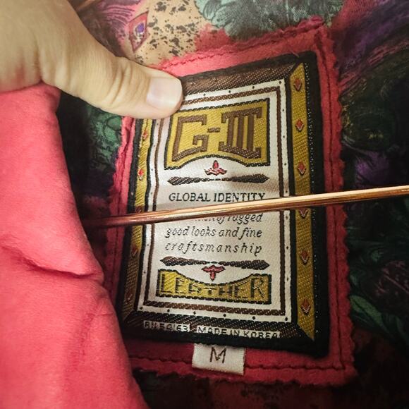 Vintage 80s Global Identity G-III Red Pink Leather Bomber Style Jacket Size M - Picture 10 of 12